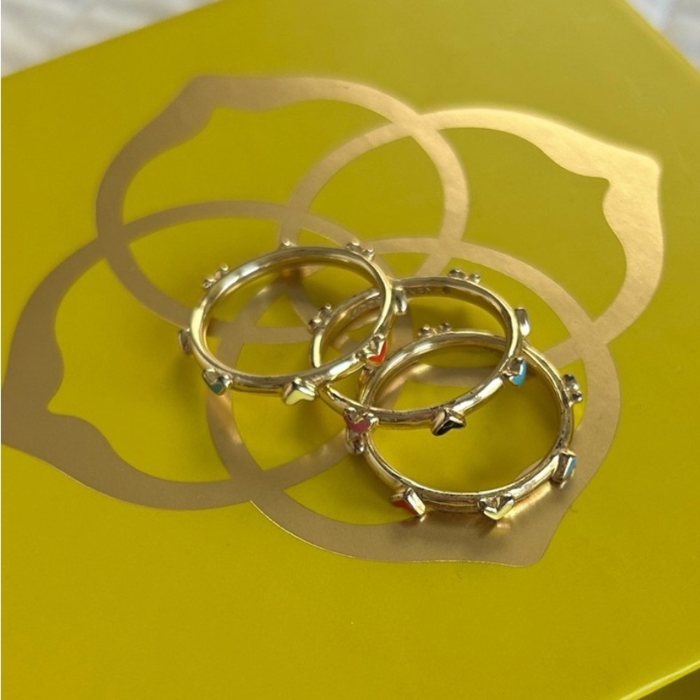 Kendra Scott Gold Multi-Color Studded Rings - Picture 2 of 2